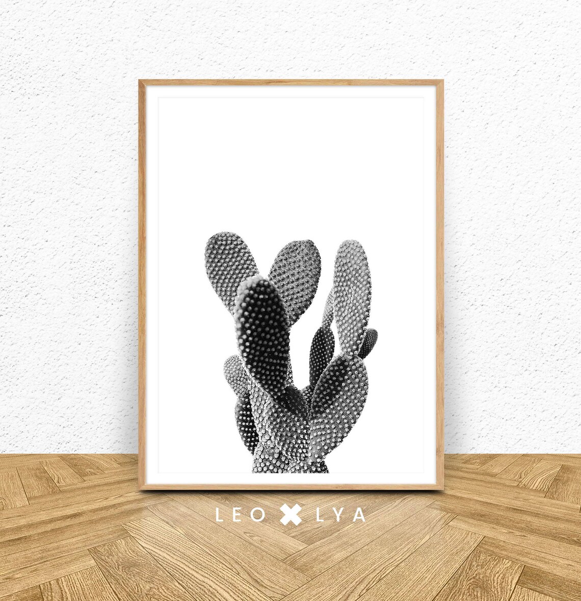 Cactus Print, Black and White Minimalist Art Print