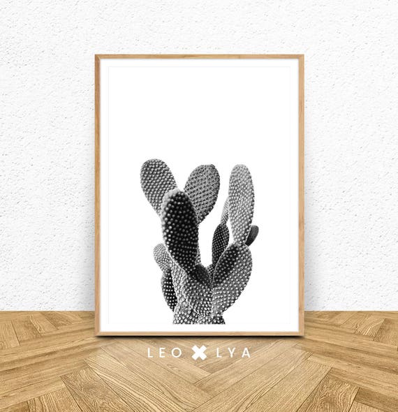 Cactus Print, Black and White Minimalist Art Print