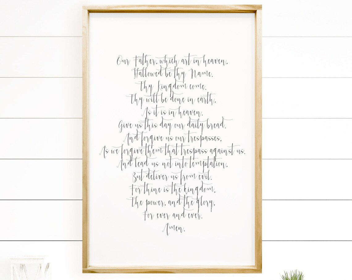 Our Father Who Art In Heaven Prayer, Religious Wall Art Print