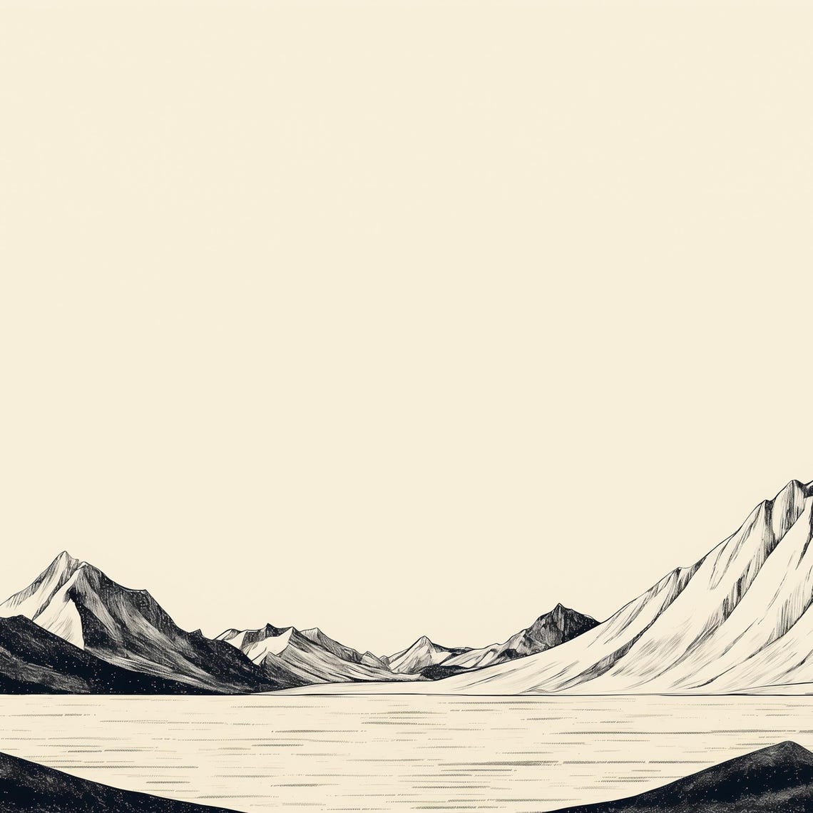 Mountain Ranges Engraved Line Drawing Panoramic Scenic Art Poster - Image 4