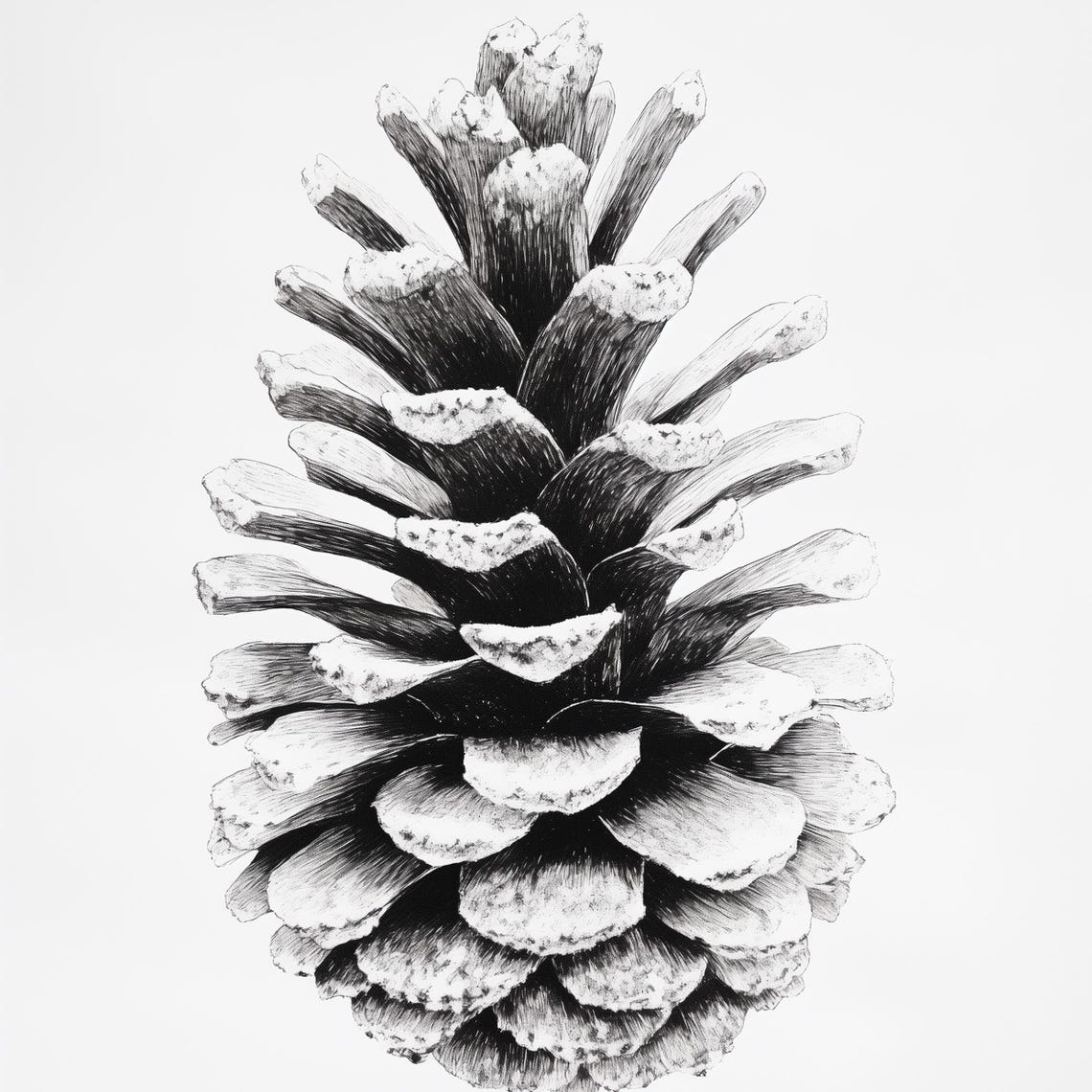 Frosted Pinecone Botanical Sketch Black And White Nature Poster - Image 4