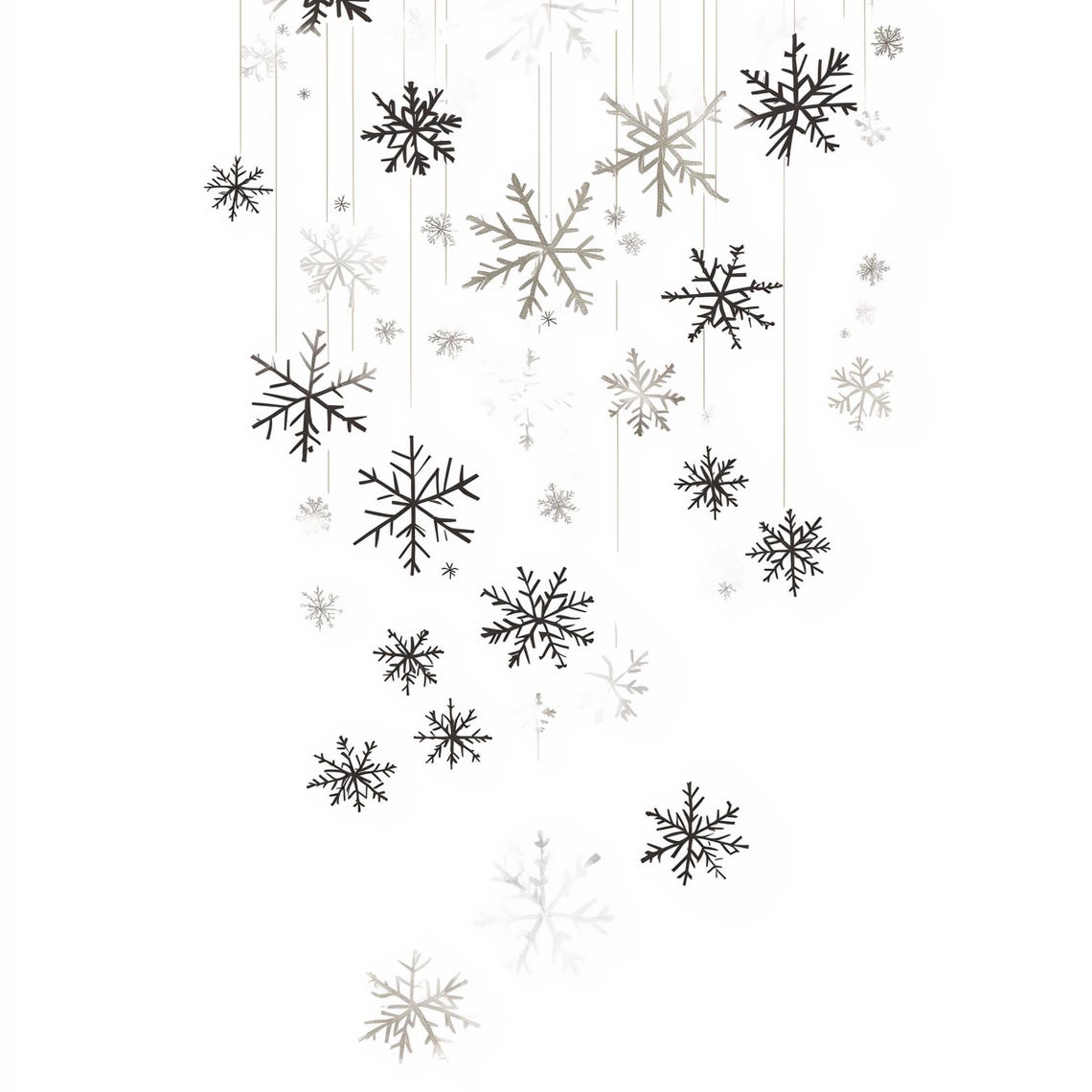 Falling Snowflakes Monochrome Scatter Minimalist Winter Poster - Image 4