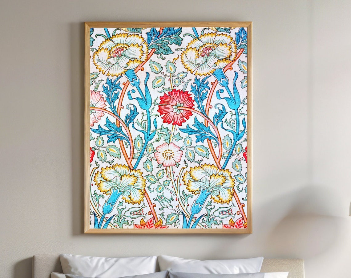 William Morris Pinks Floral Pattern Art Nouveau Vintage Textile Poster - Image 3