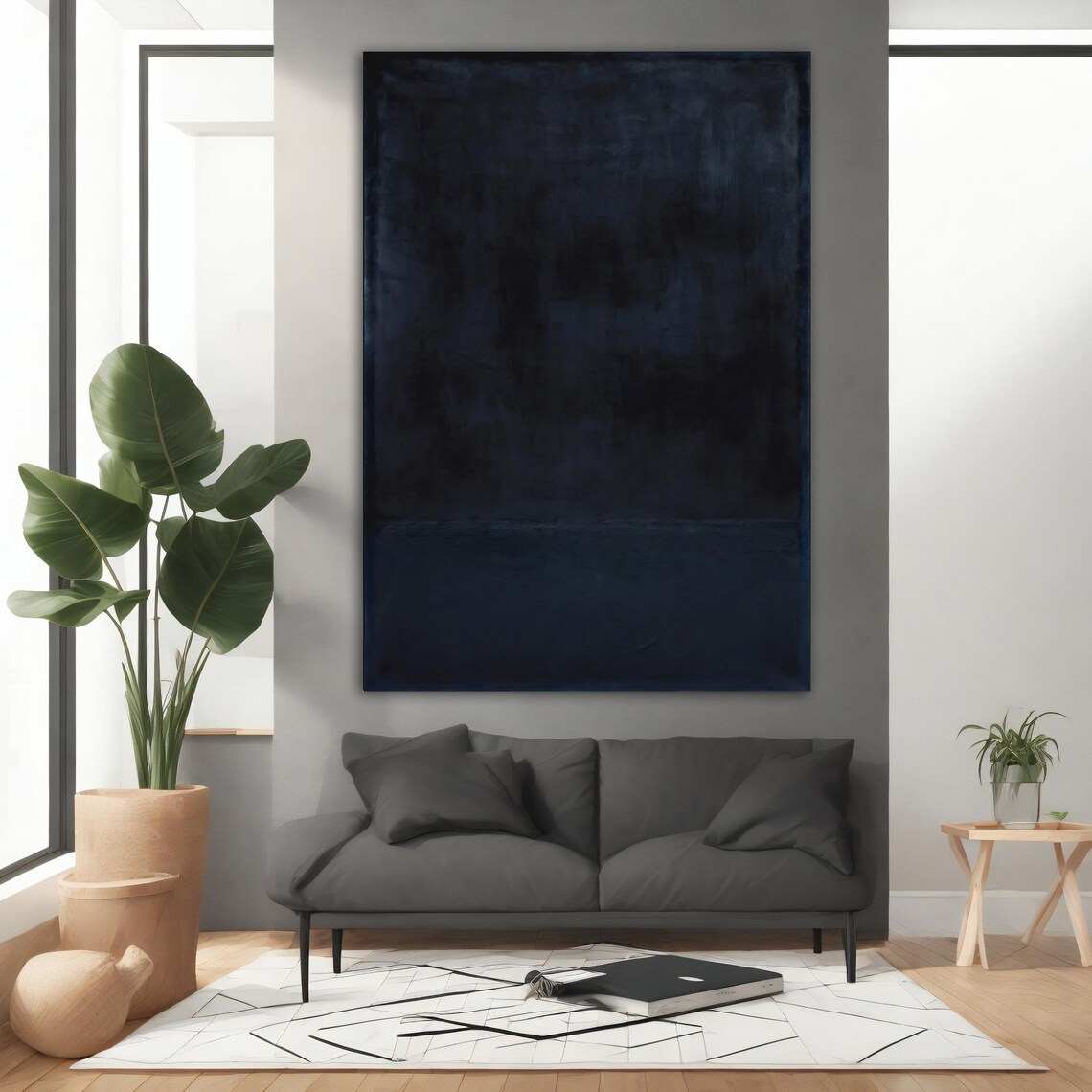 Mark Rothko-Inspired Navy Blue Wall Art Print - Image 3