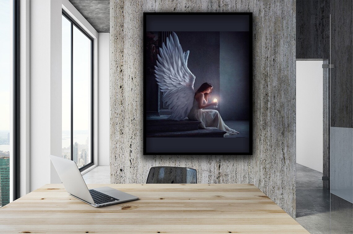 Winged Angel Woman Wall Art Angel Painting Mekej Wing Print Winged Angel Woman Wall Art Angel - Image 2