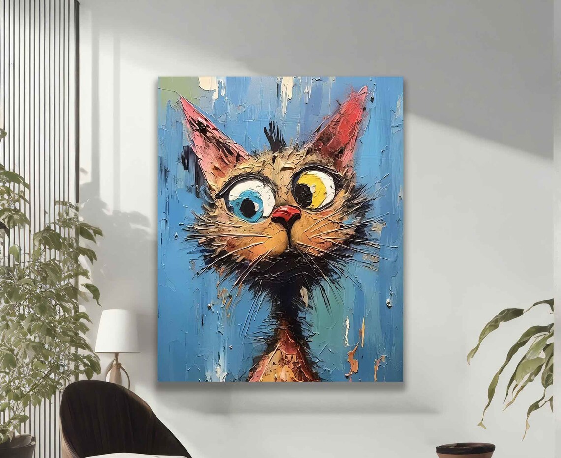 Confused Cat Pop Art Poster, Cute Funny Cat Print - Image 2