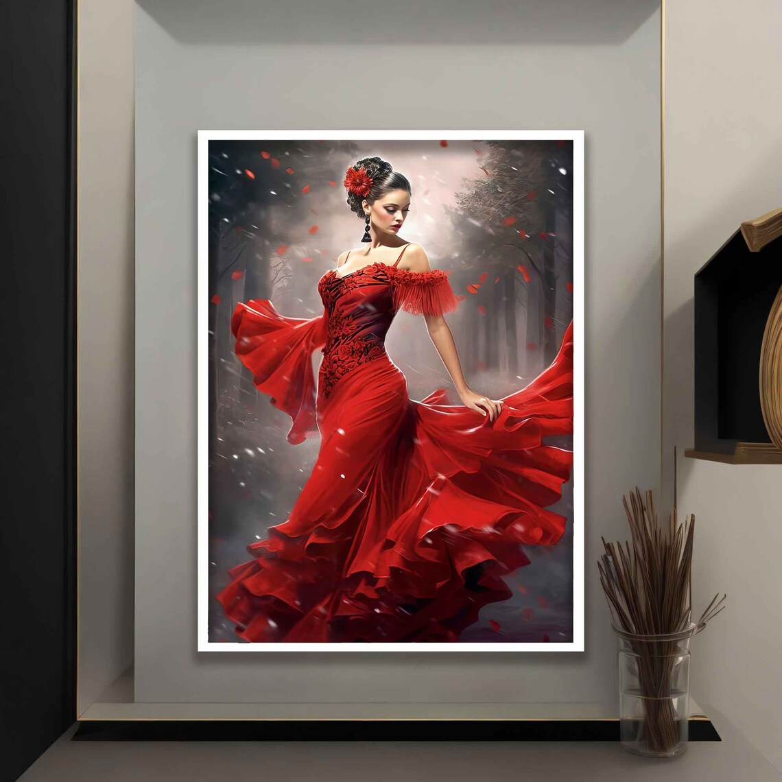 Dancer Woman In Red Dress Flamenco Dance Poster - Image 4