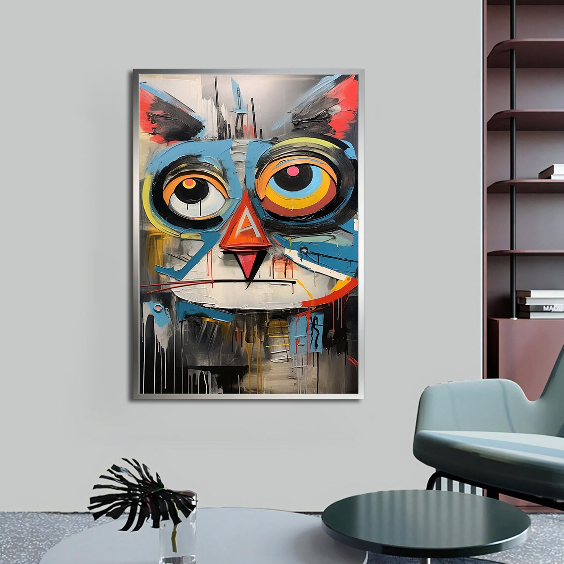 Abstract Graffiti Cat Art Print, Modern Decor - Image 4
