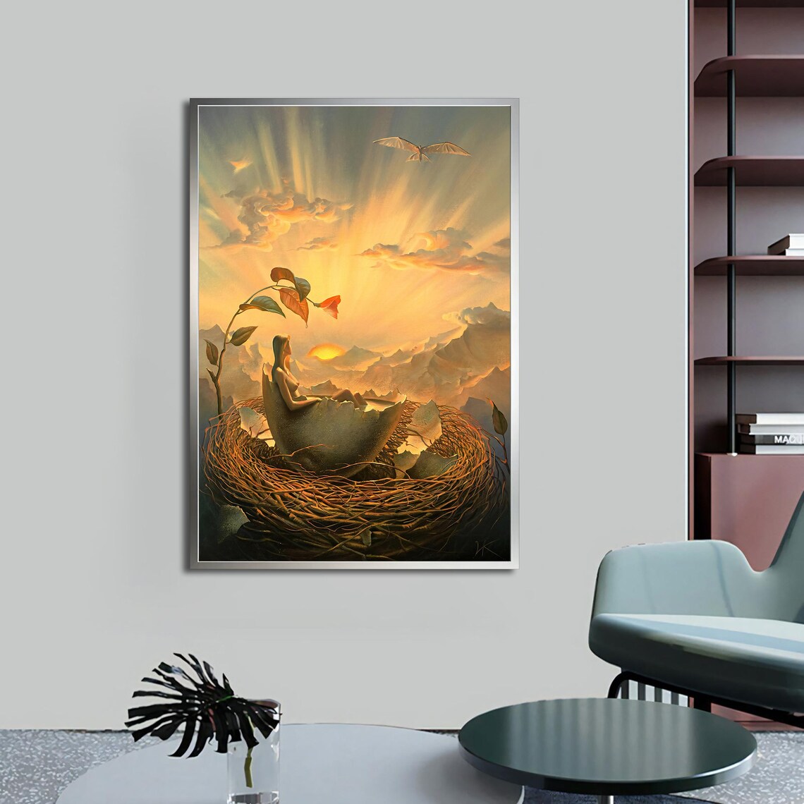Vladimir Kush Birth of Love Egg Nest Surreal Sunrise Art Poster - Image 3