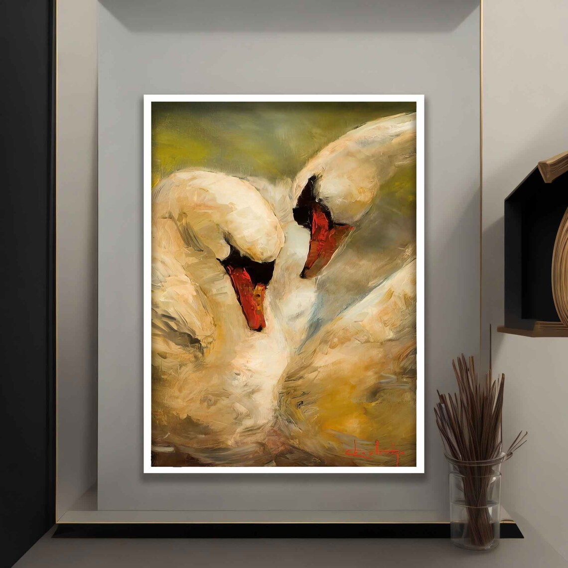 White Swans Swan Poster, Double Bird Wall Art Print - Image 4