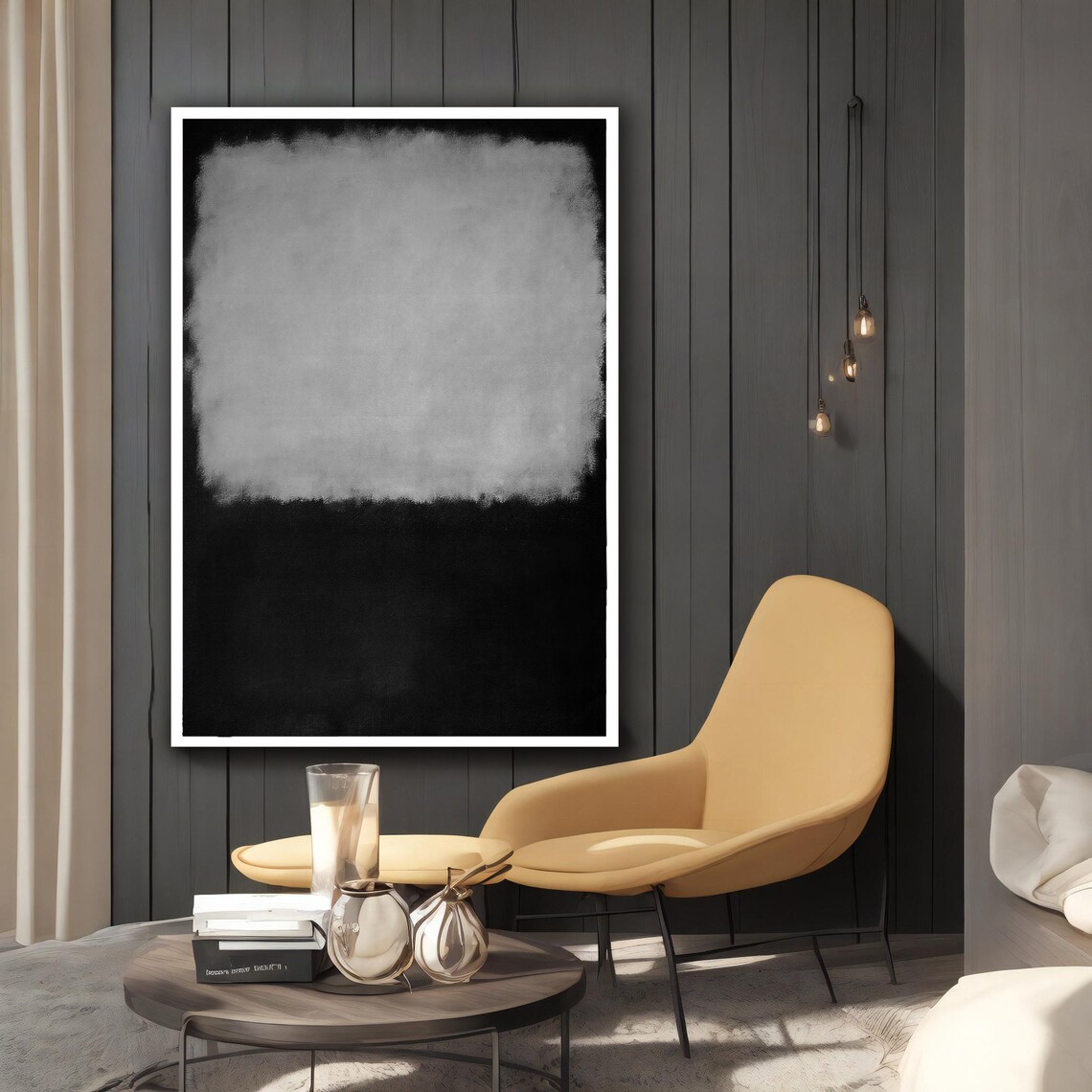 Mark Rothko-Inspired Gray Black Abstract Art Print - Image 2