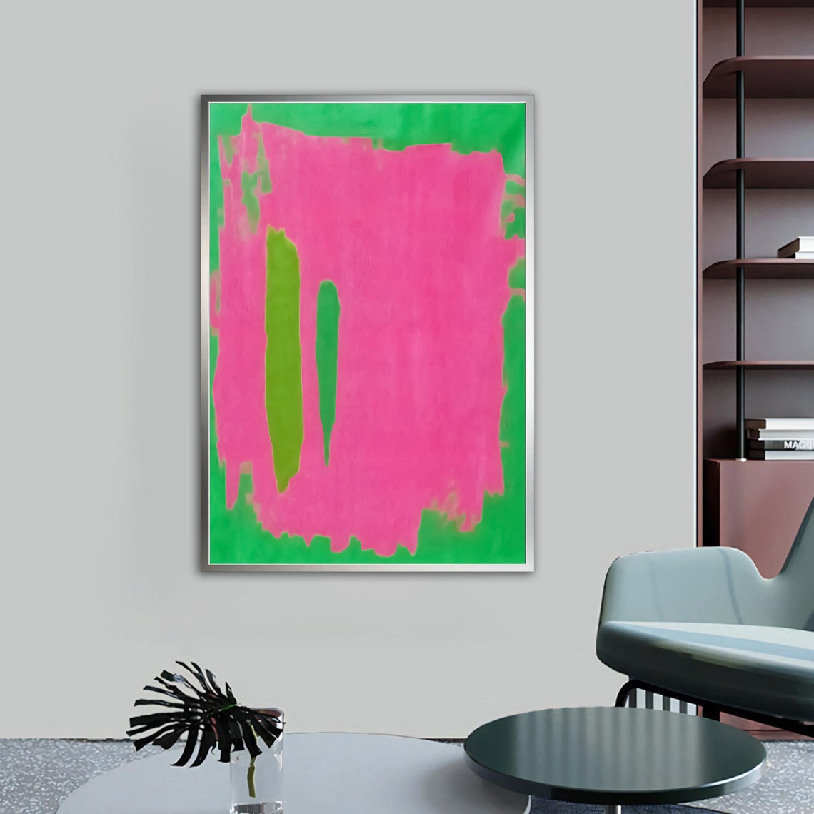 Mark Rothko Style Vivid Neon Pink Green Bold Color Field Wall Art - Image 5