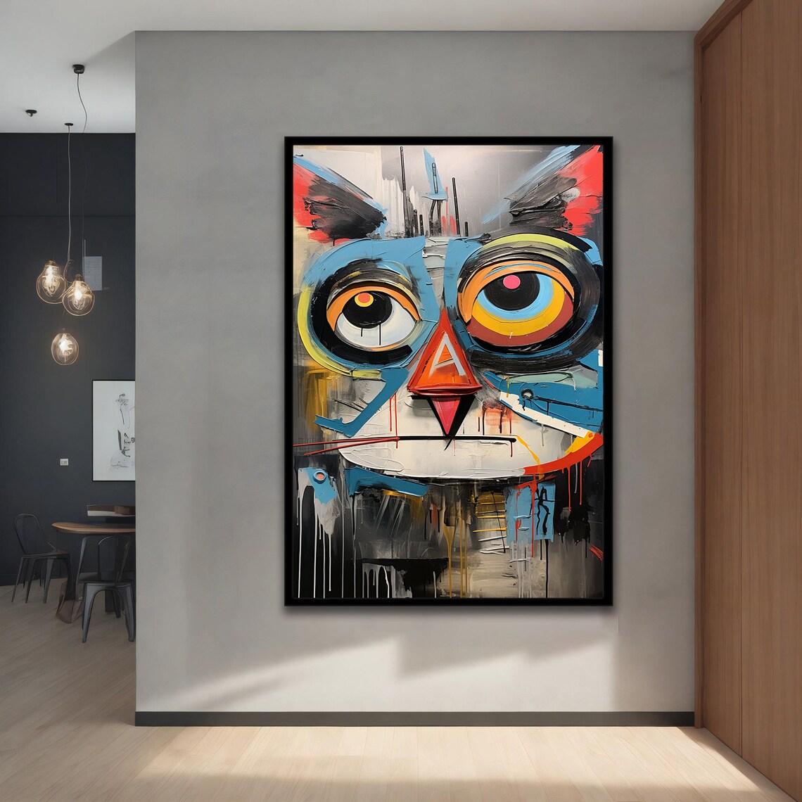 Abstract Graffiti Cat Art Print, Modern Decor