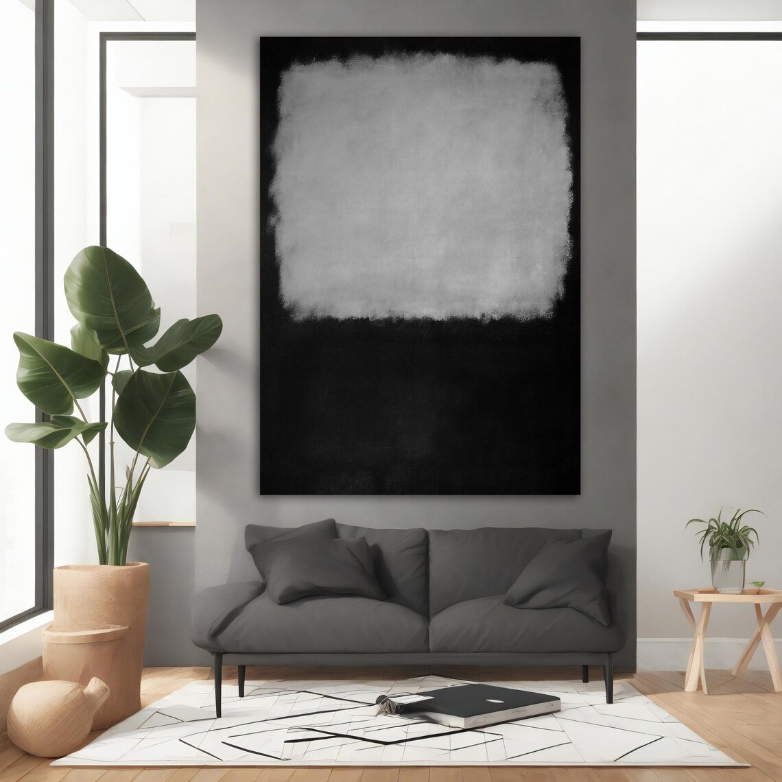 Mark Rothko-Inspired Gray Black Abstract Art Print - Image 3