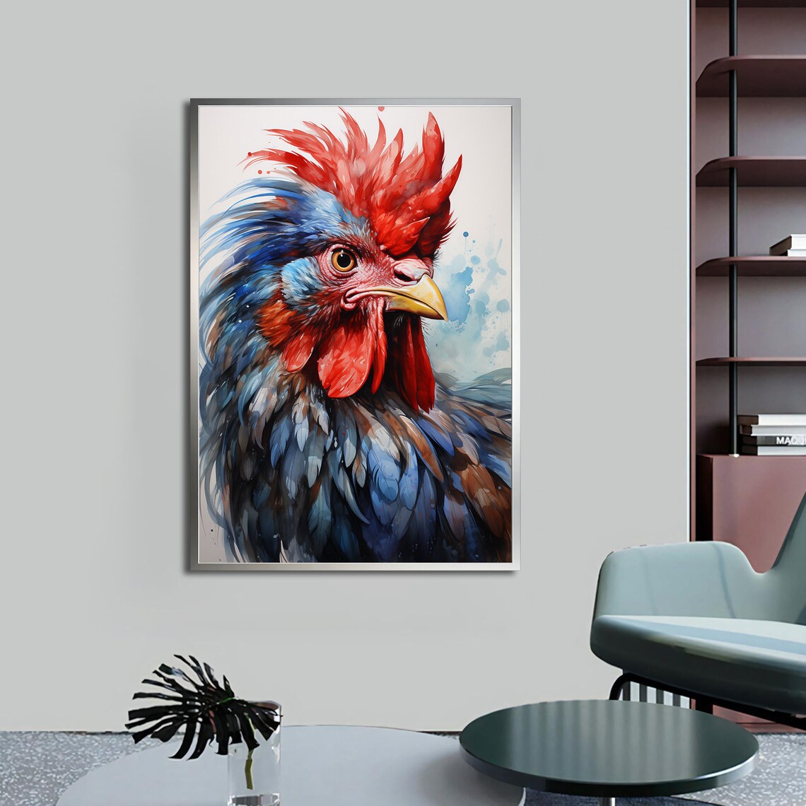 Rooster Painting, Modern Chicken Bird Decor - Image 5