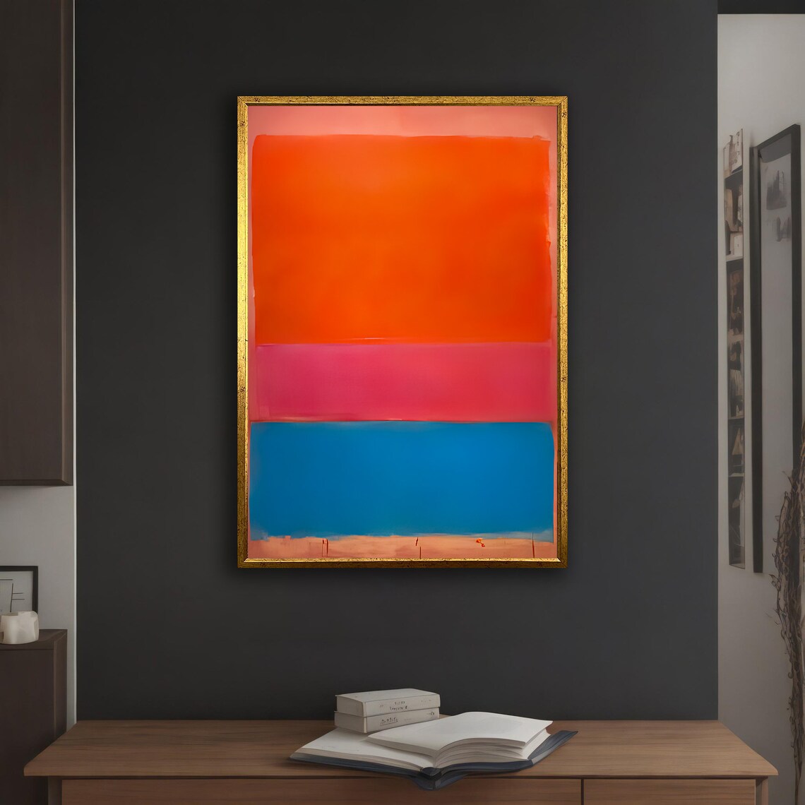 Mark Rothko Orange Pink Blue Abstract Colorful Mixed Framed Wall Art For Your Home And Office Modern Minimal Art - Image 4