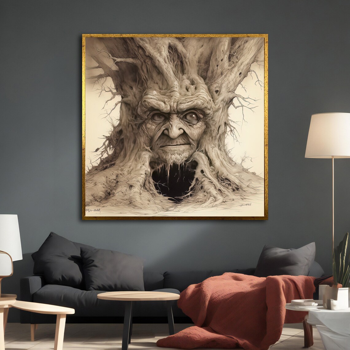 Tree With A Human Face Painting Wall Art Art Modern Decor Ideas For Your Home And Office With Different Frame Options - Image 2