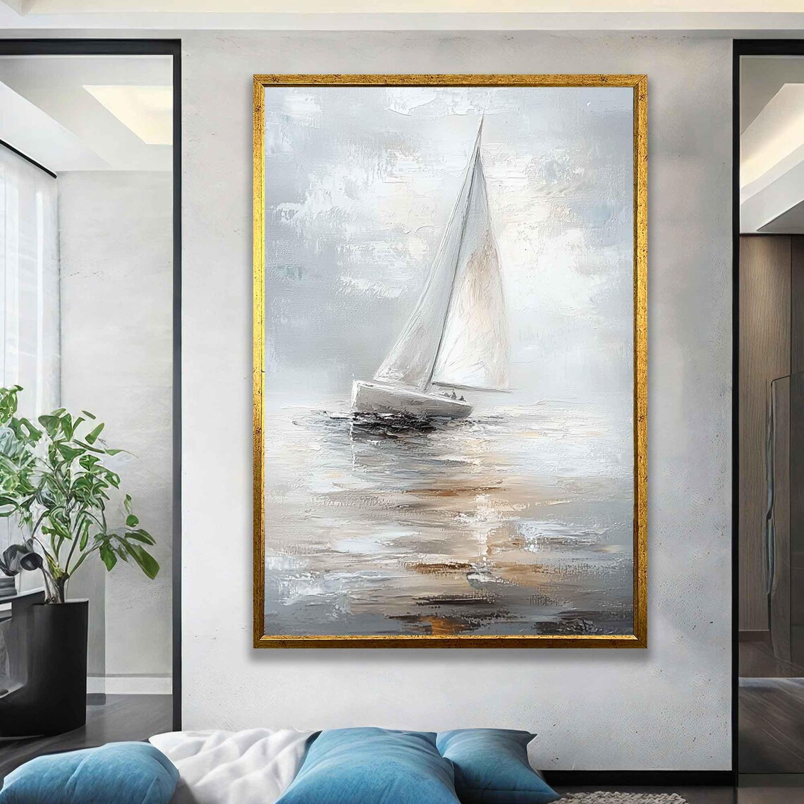 Sailing Ship Watercolor Framed Print Nautical Decor Large Wall Art Maritime Artwork Boat Lovers Gift - Image 4