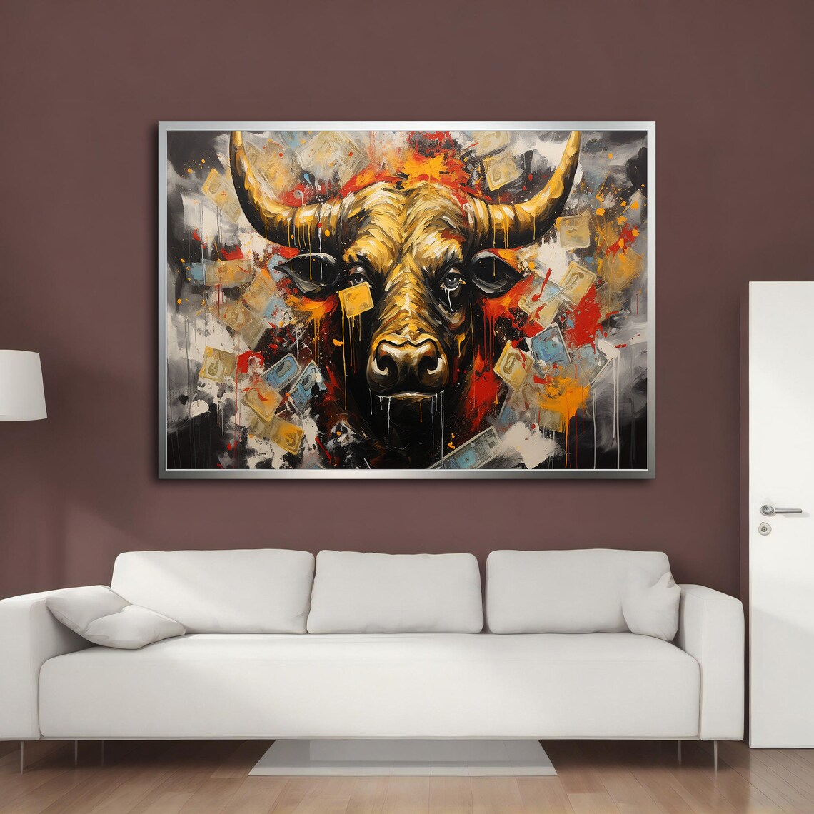 Bull Portrait Prints Wall Art Matador Bull Fighting Animal Poster Farmer Art Colorful Bull Highland Cow Big Bull Art - Image 4