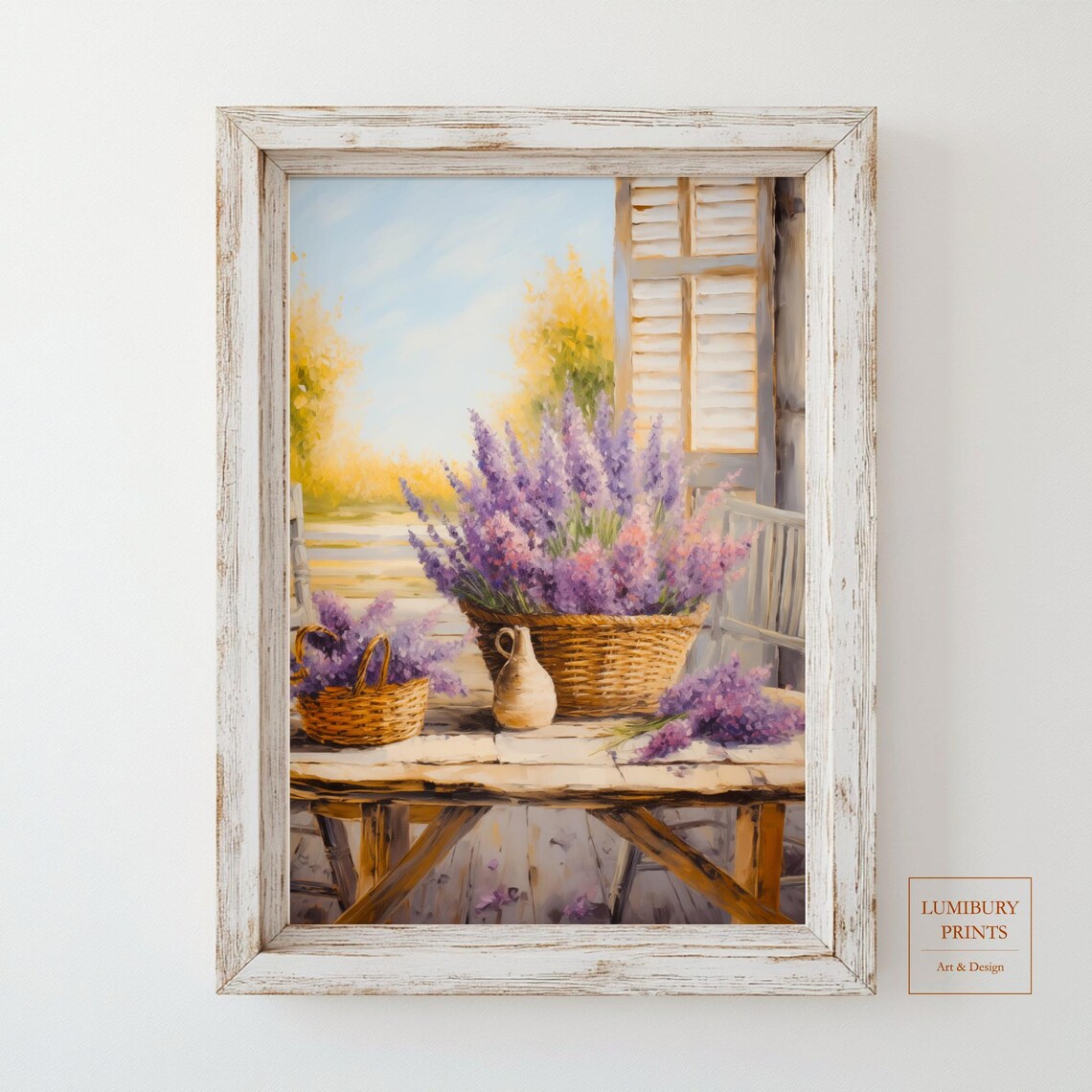 Lavender Baskets Rustic Wooden Table French Country Floral Poster