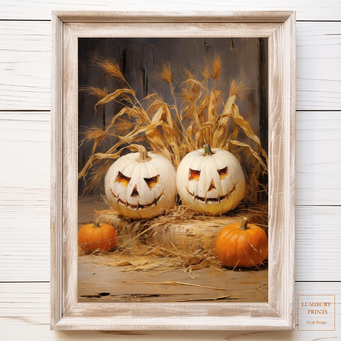 Neutral Halloween Decor Jack O Lantern Wall Art Rustic Farmhouse Print Instant
