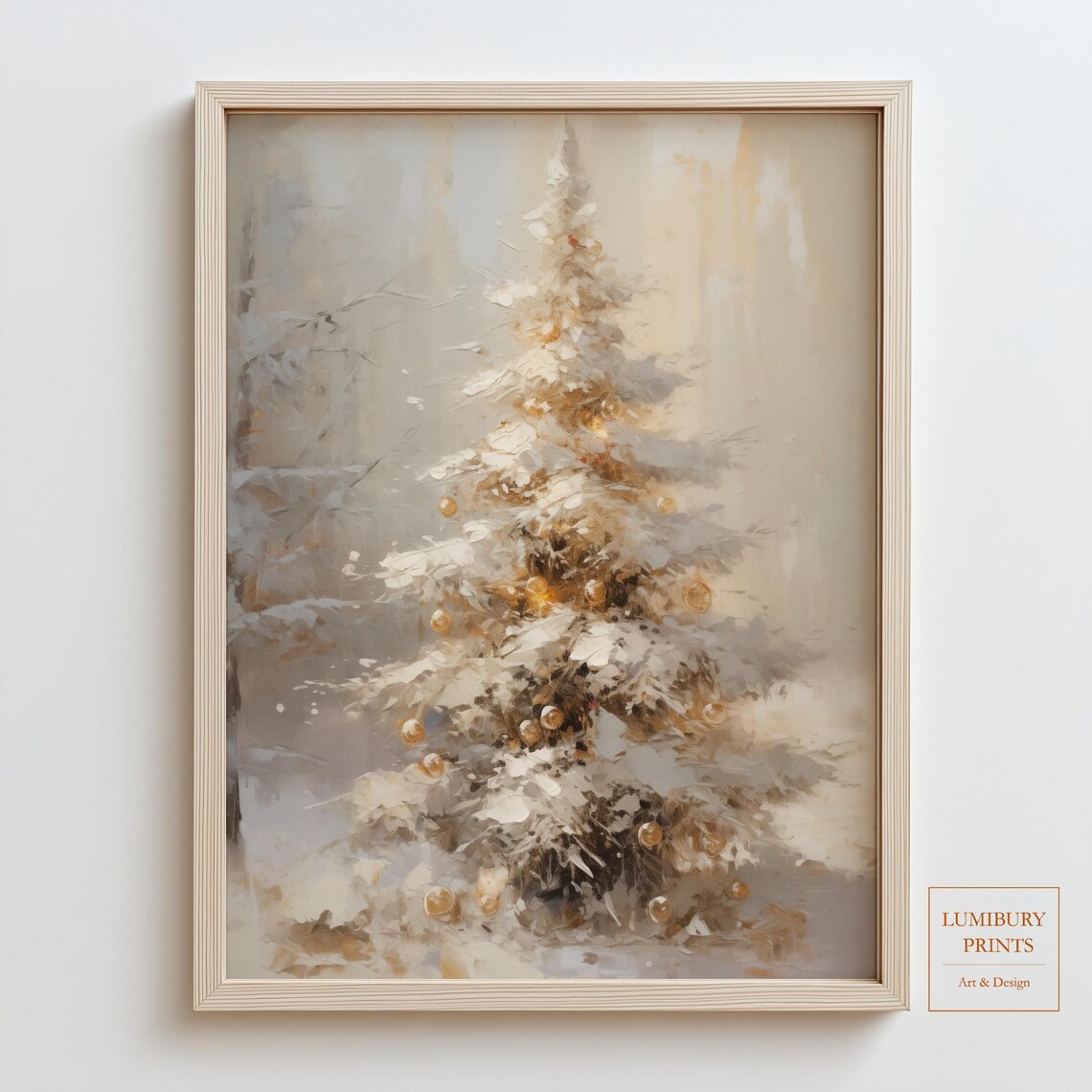 White And Gold Christmas Tree Winter Holiday Elegant Art Poster