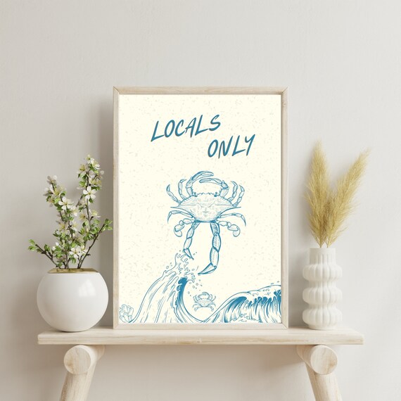 Funny Crab Print Minimalist Beach House Decor Trendy Coastal Poster Cute Sea Wall Art Beach Wall Art Beachy Poster Physical Print