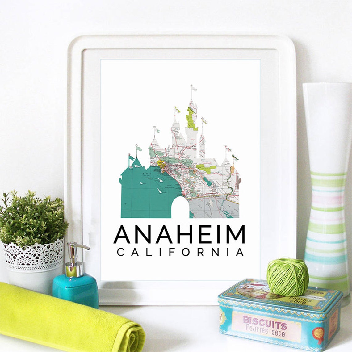 Anaheim Print Anaheim Skyline Anaheim Art Anaheim Poster Anaheim Watercolor Anaheim Art Print Anaheim Map Anaheim Wall Art - Image 2