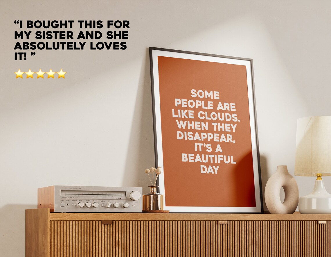 Some People Are Like Clouds Funny Quote Poster Cream Minimalist Wall Decor - Image 2