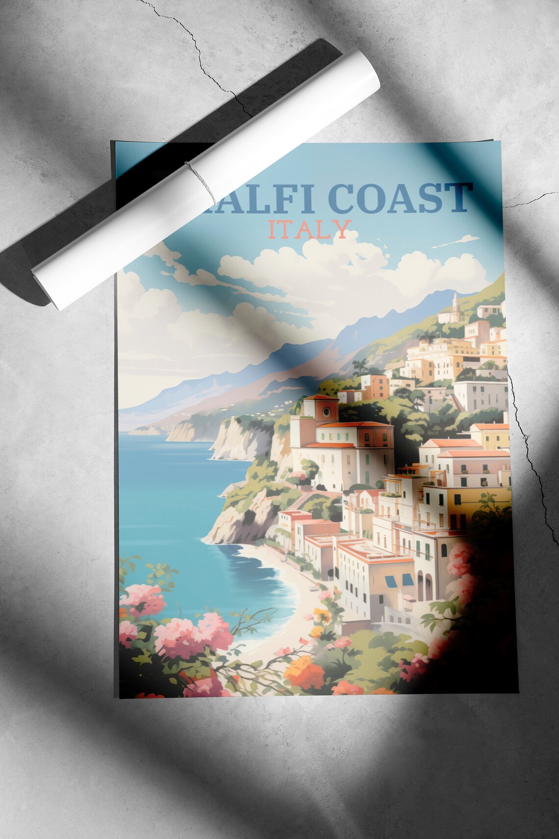 Amalfi Coast Italy Cliffside Village Mediterranean Travel Poster - Image 2