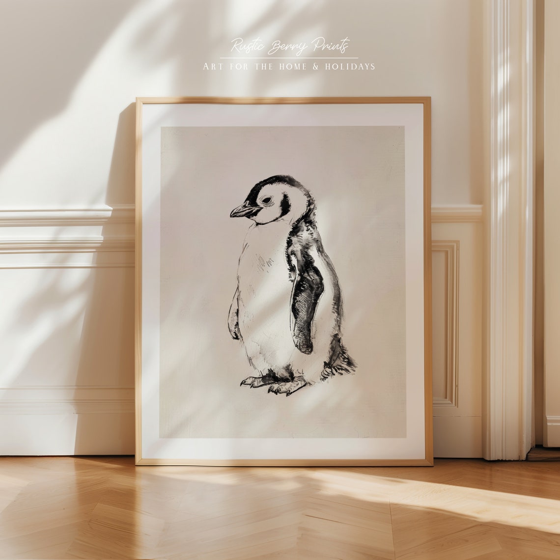 Vintage Penguin Art Print Animal Sketch Art Cottagecore Cute Nursery Decor Art Print Neutral Instant - Image 2