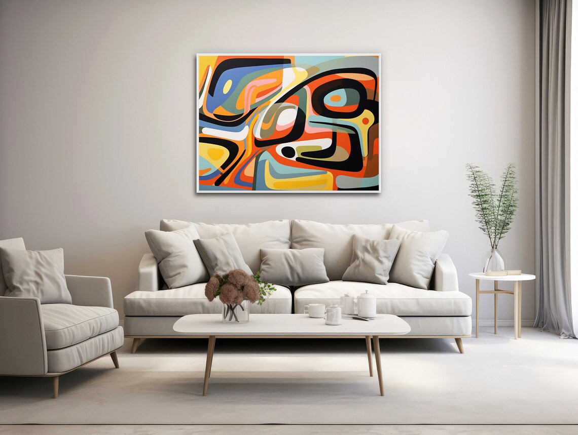 Retro Geometric Modern Abstract Wall Art Print - Image 3