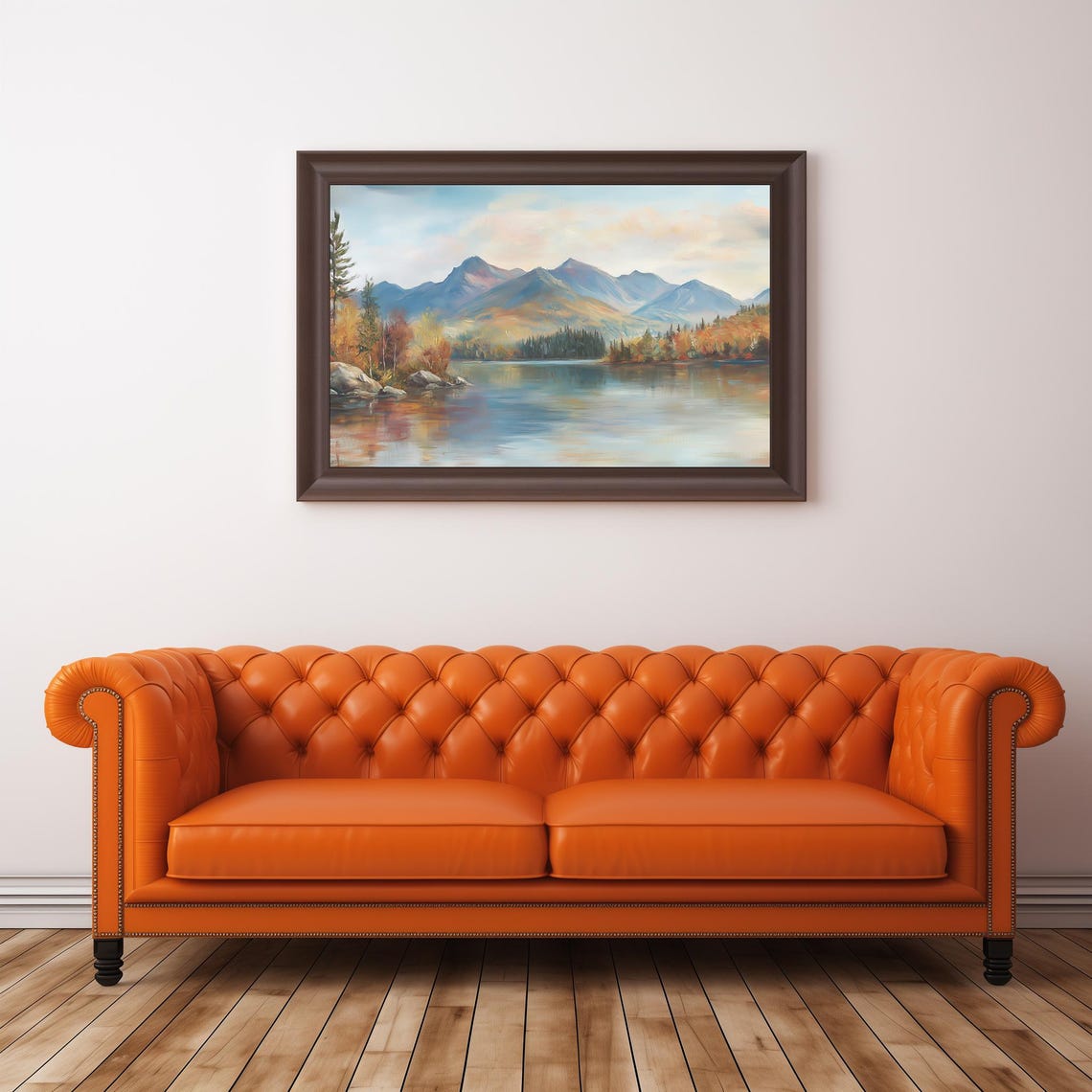 Autumn Lake With Mountains Fall Foliage Reflection Landscape Poster - Image 2