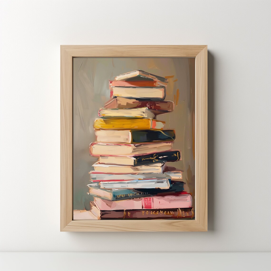 Vintage Stack Of Books Oil Painting Book Lover Library Wall Poster - Image 5