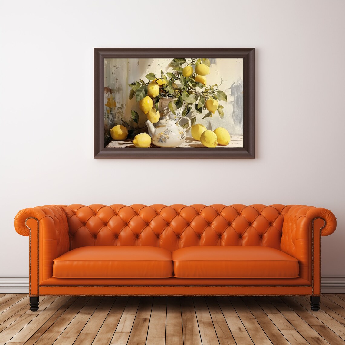 Sunlit Lemons Floral Teapot French Country Kitchen Still Life Poster - Image 3