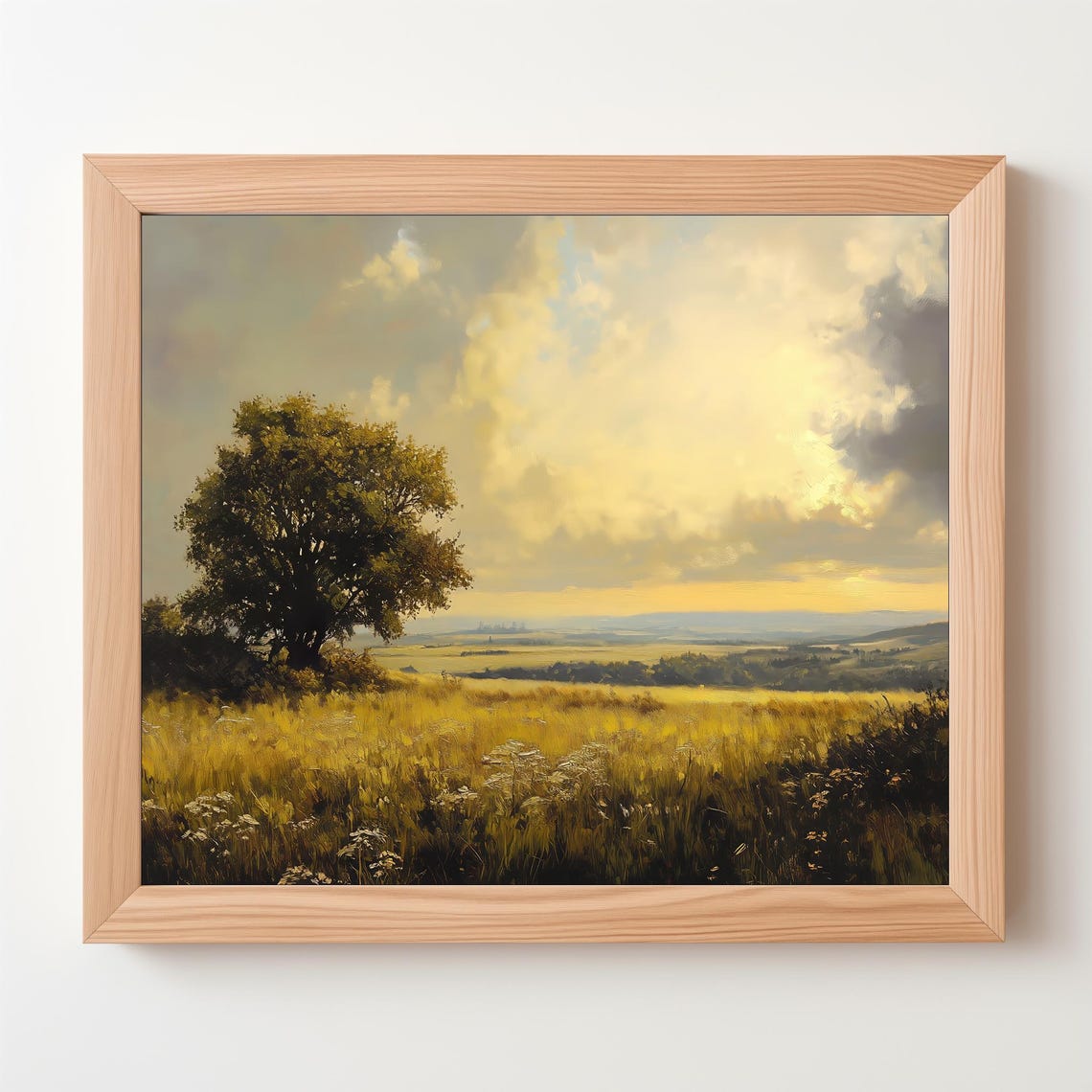 Golden Wheat Field Sunset Lone Tree Rolling Hills Countryside Poster - Image 5