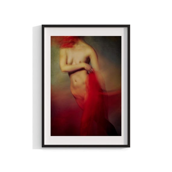 Nude Art Print Abstract Photography Framed Wall Art Red Minimalist Home Decor Elegant Nude Photography Modern Art