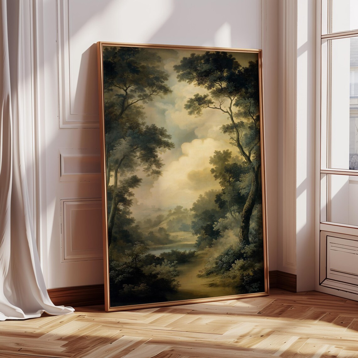 Vintage Forest Landscape Art Print, Mid-Century