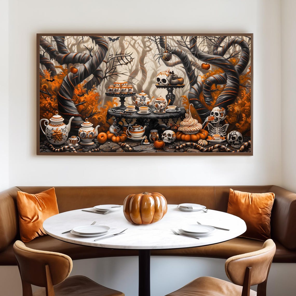 Gothic Tea Party Tablescape in Twisted Forest With Skeletons Poster - Image 4