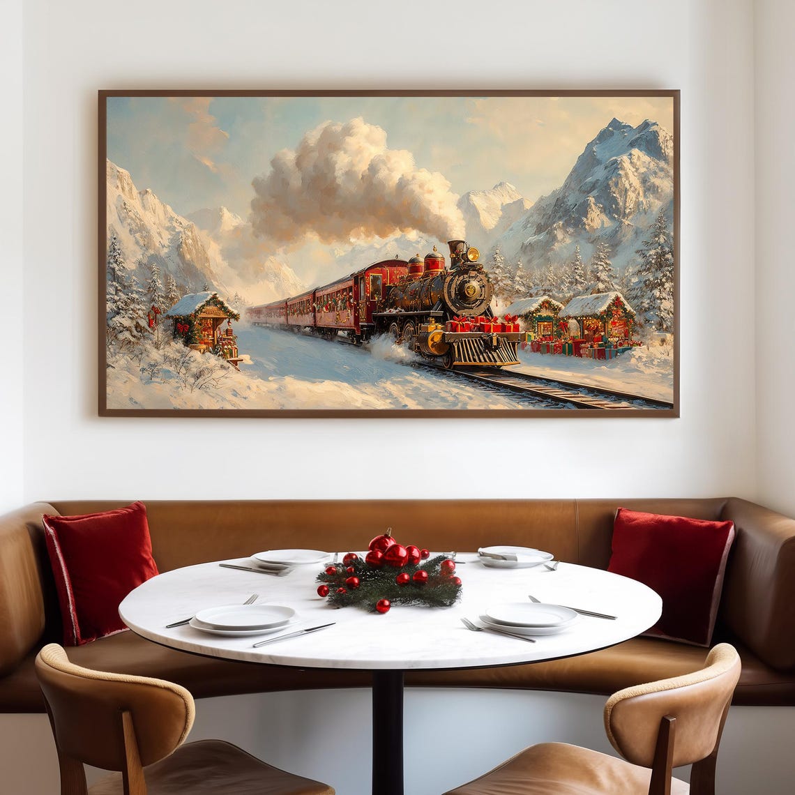 Christmas Express Steam Train Snowy Mountain Valley Holiday Poster - Image 4