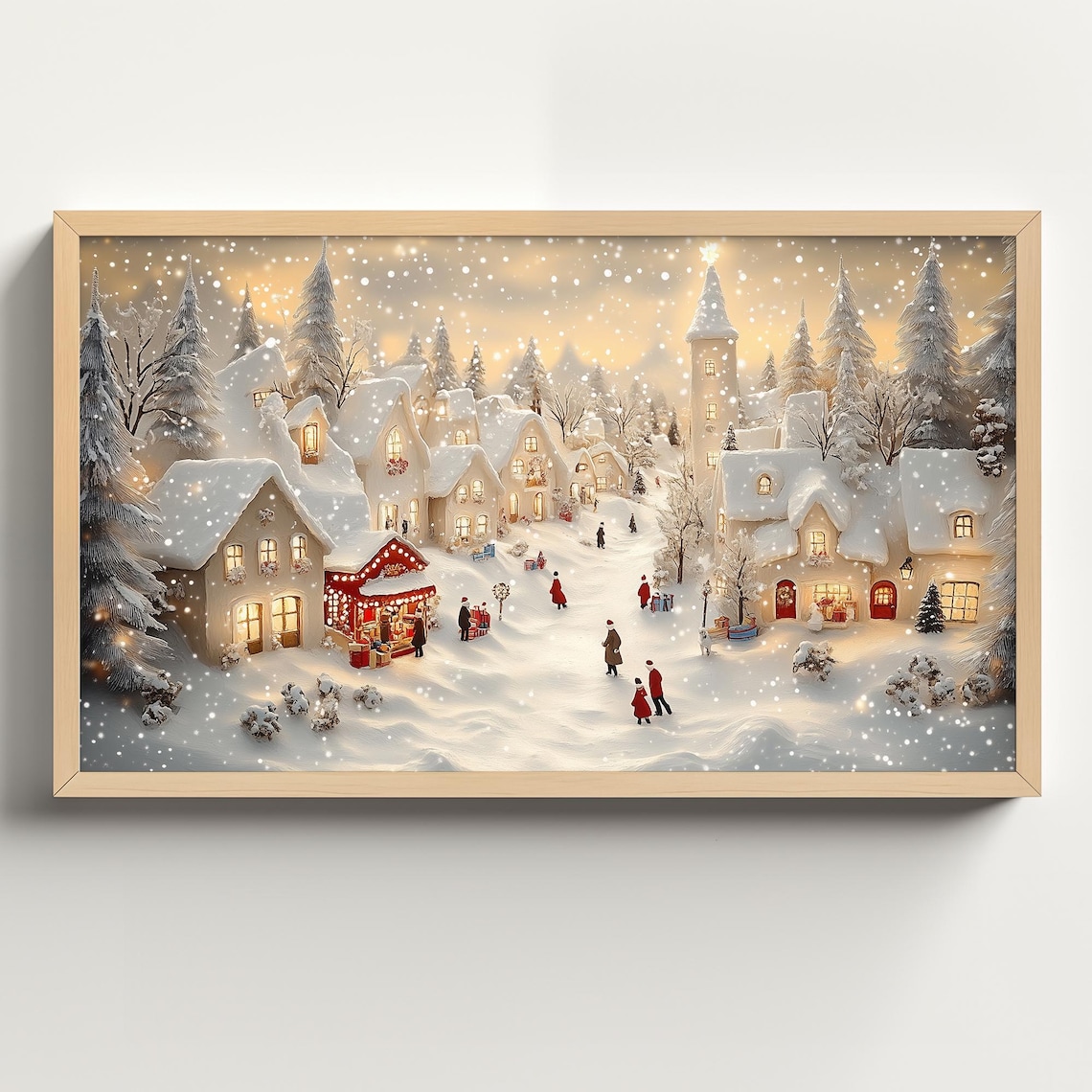 Christmas Village Santa's Workshop, Winter Art Print