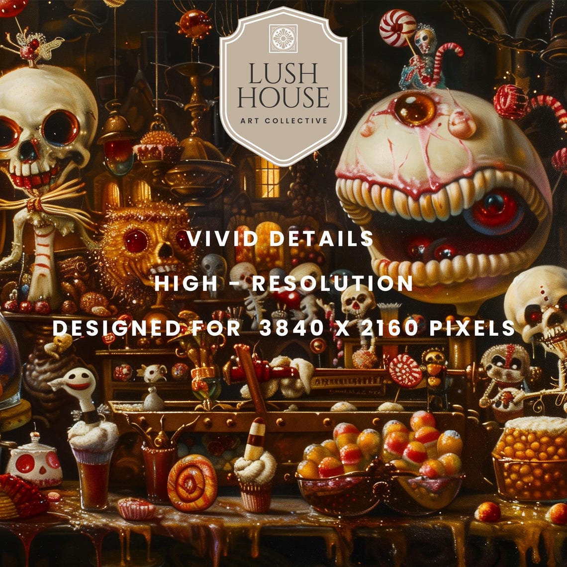 Spooky Candy Shop With Skeleton and Monster Sweet Characters Poster - Image 3