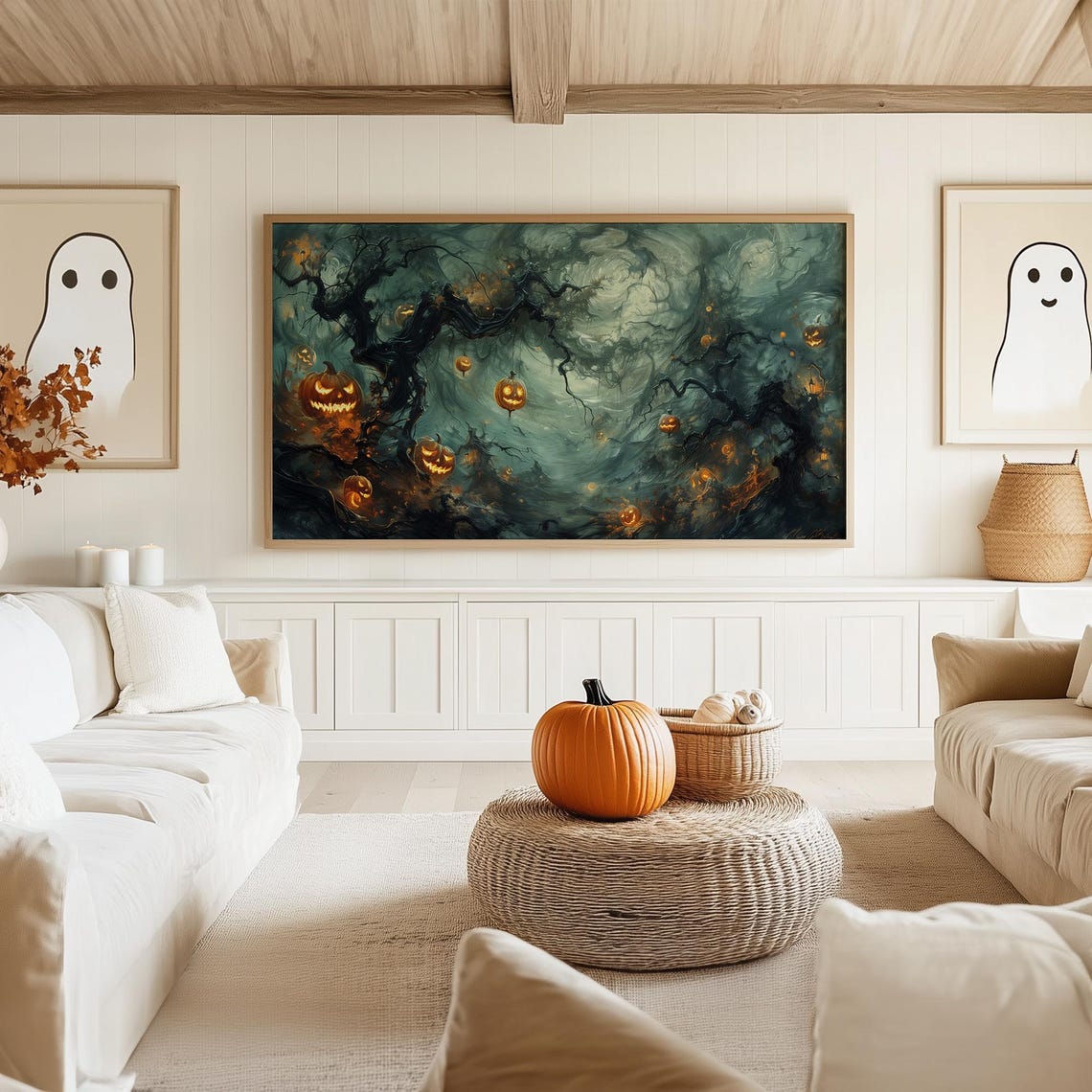 Twisted Bare Tree with Hanging Jack O Lanterns in Foggy Night Poster - Image 5