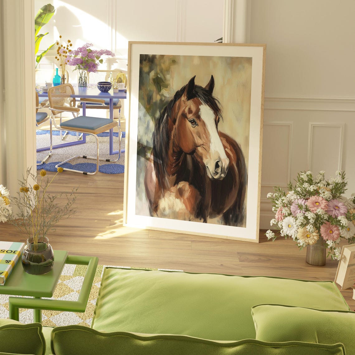 Chestnut Horse Portrait With White Blaze Vintage Equestrian Art Poster - Image 4