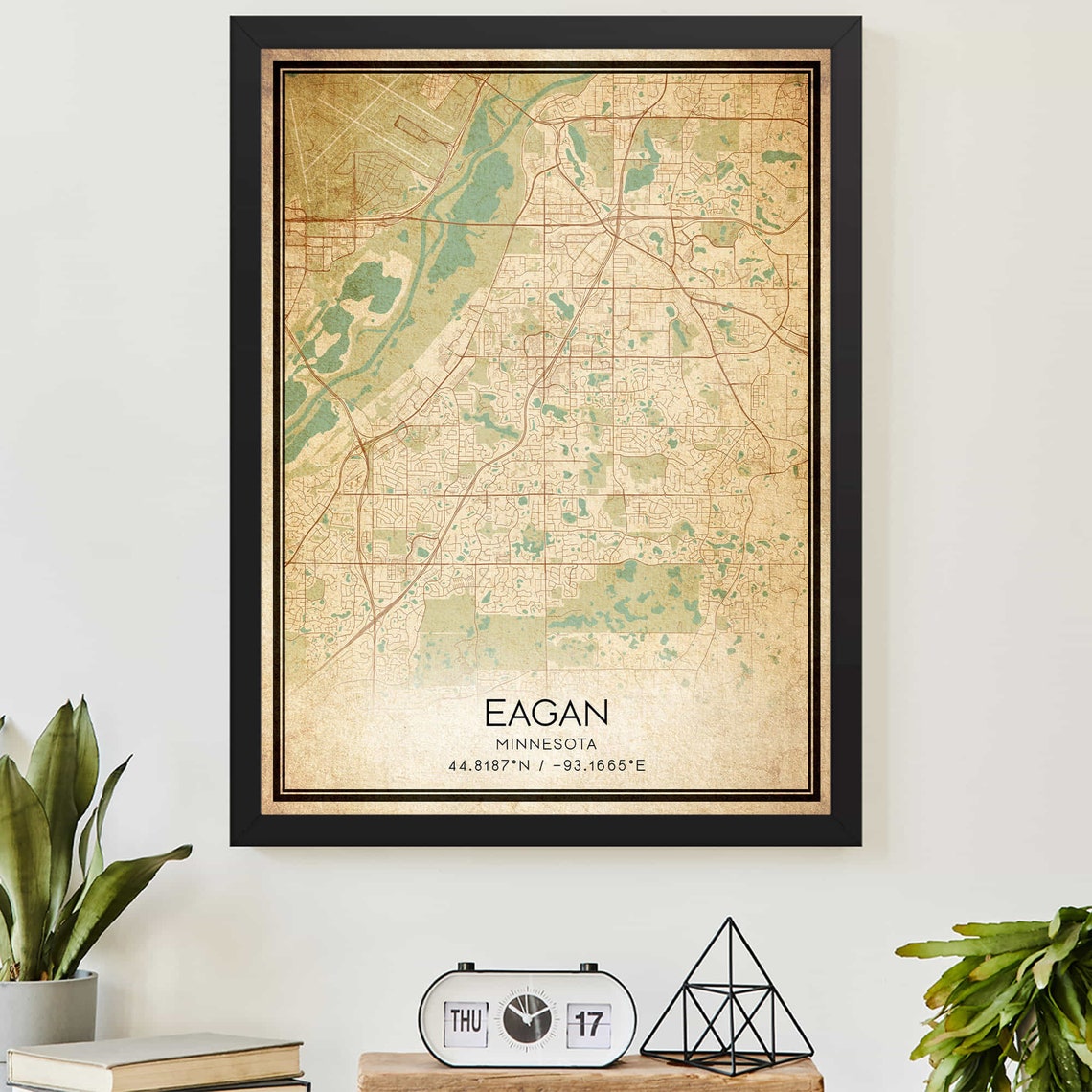 Custom Eagan Minnesota Vintage Street Map Coordinates Poster
