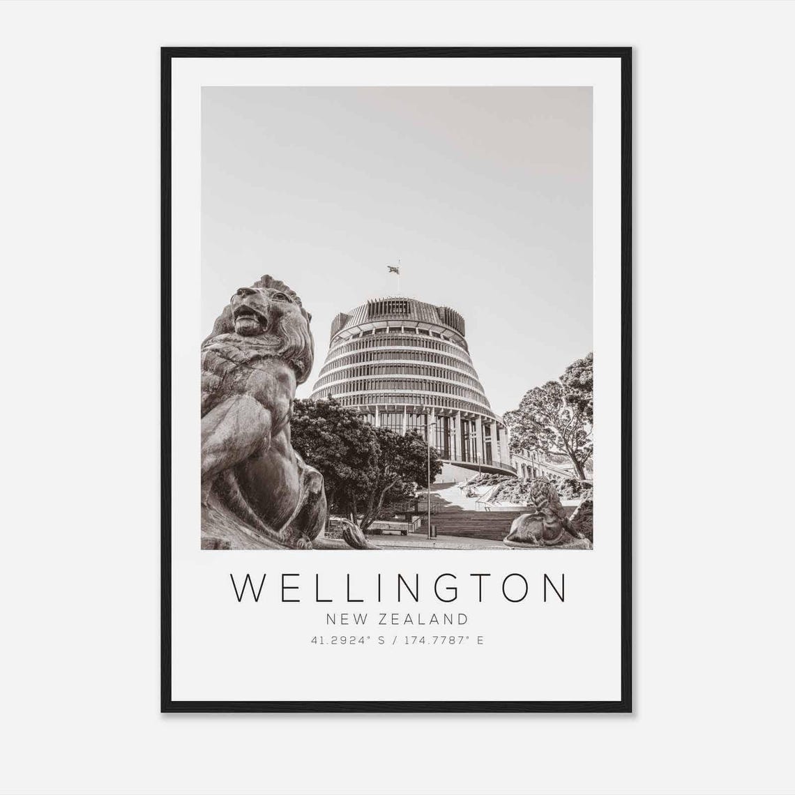 Wellington New Zealand Travel Photo Poster Bw Wellington Travel Print Minimalist Travel Poster Print