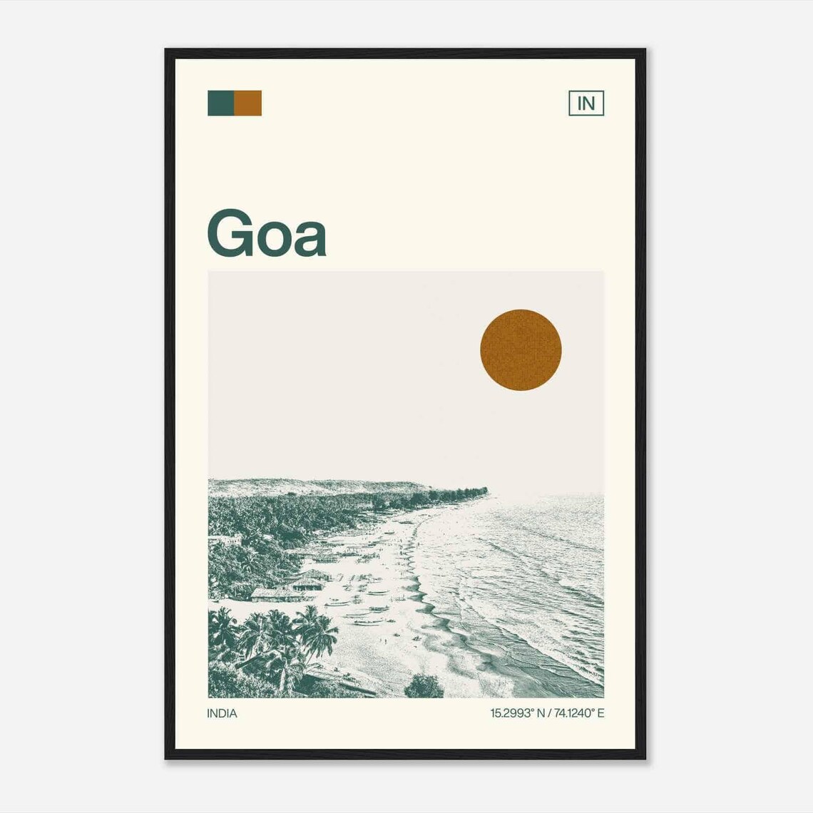Goa India Minimalist Travel Poster, Monochrome