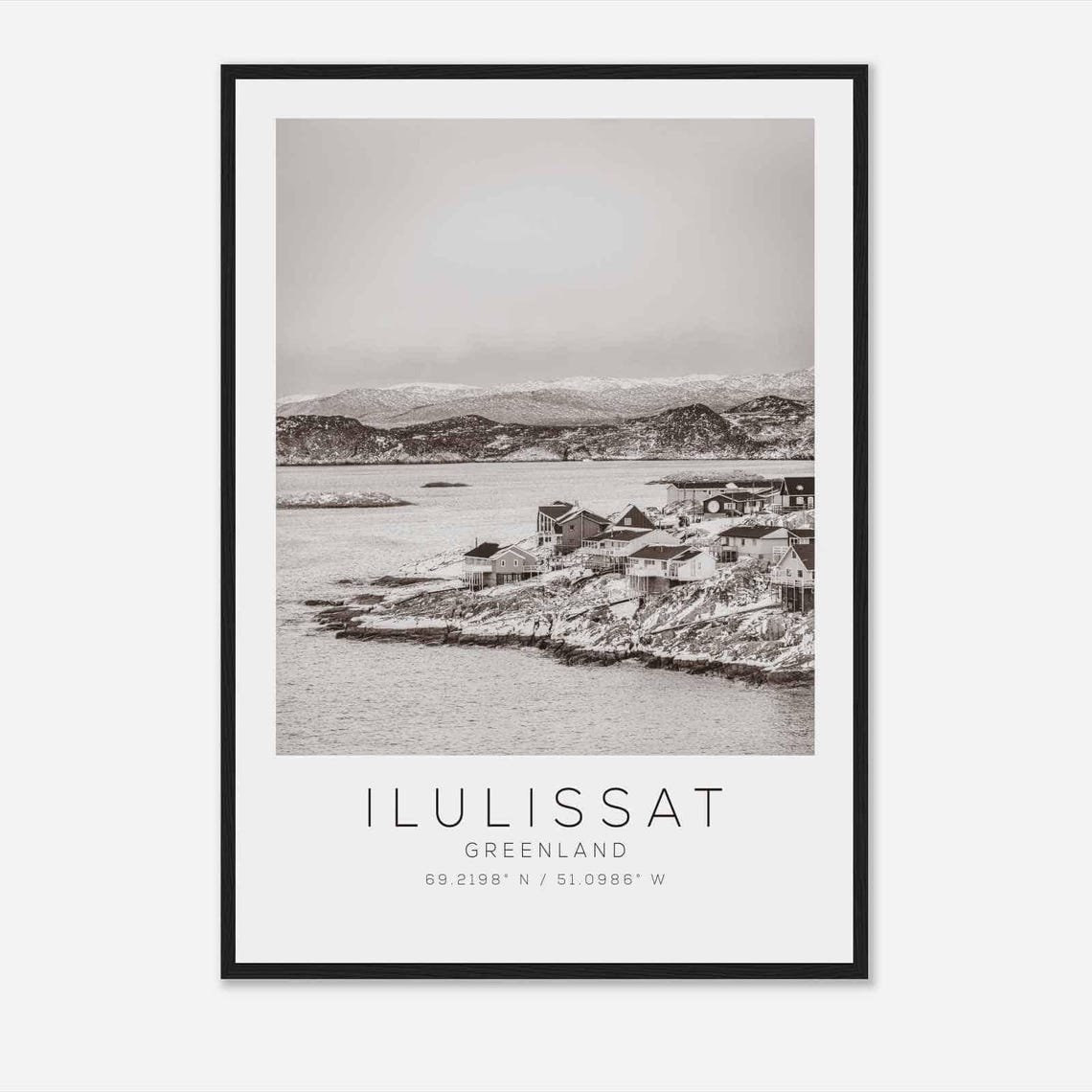 Ilulissat Greenland Travel Photo Poster Bw Ilulissat Travel Print Minimalist Travel Poster Print