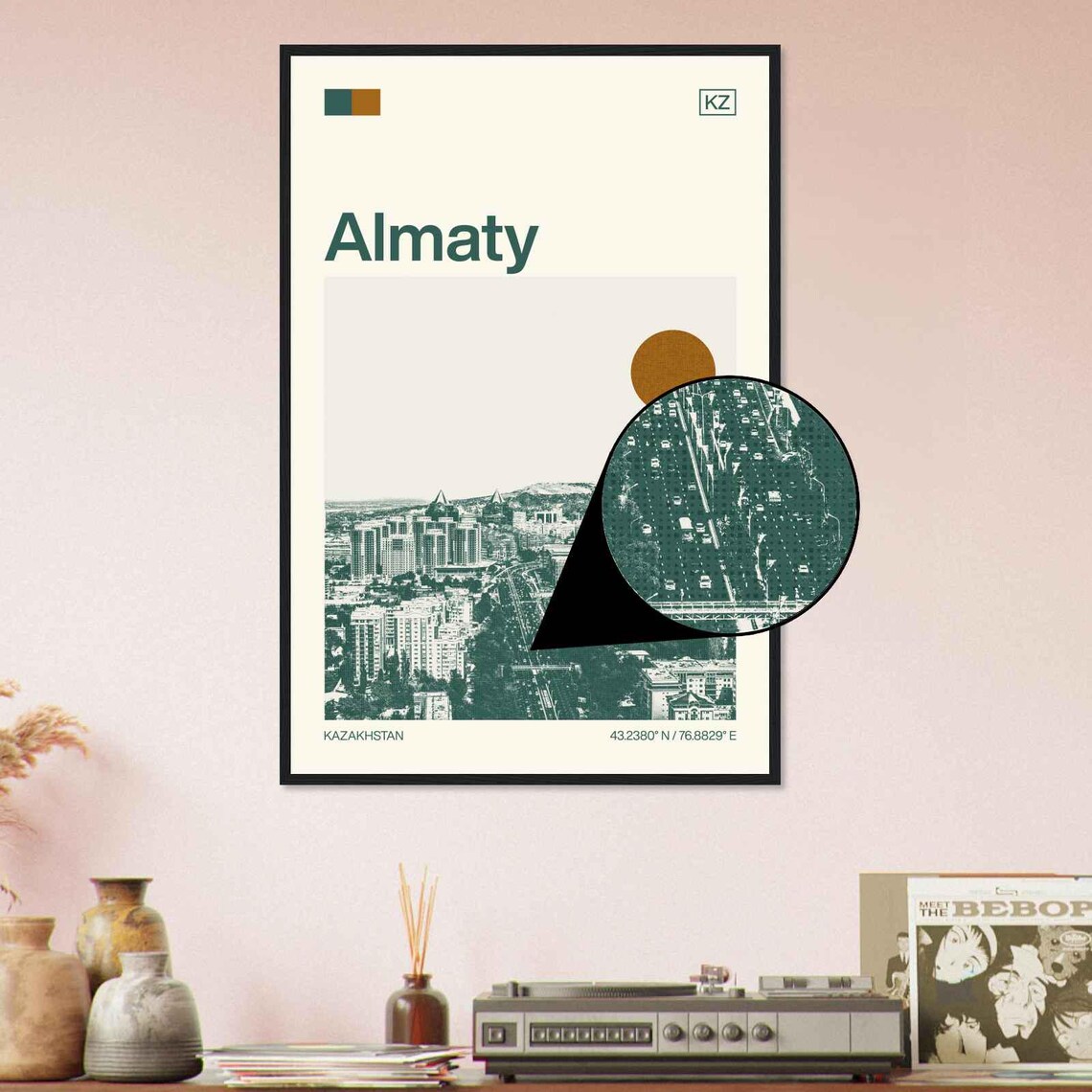 Almaty Kazakhstan Mountain Skyline Vintage Style Travel Poster - Image 4