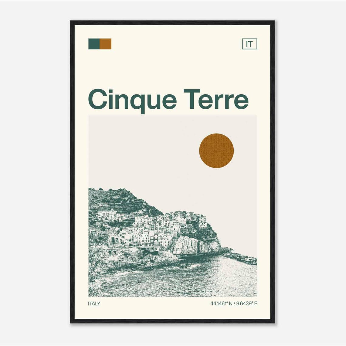Cinque Terre Italy Coastal Village Minimalist Travel Photo Poster